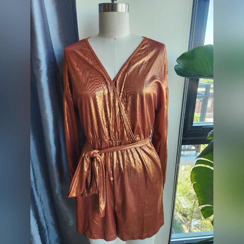 YOINS Shimmering Copper Mini Dress